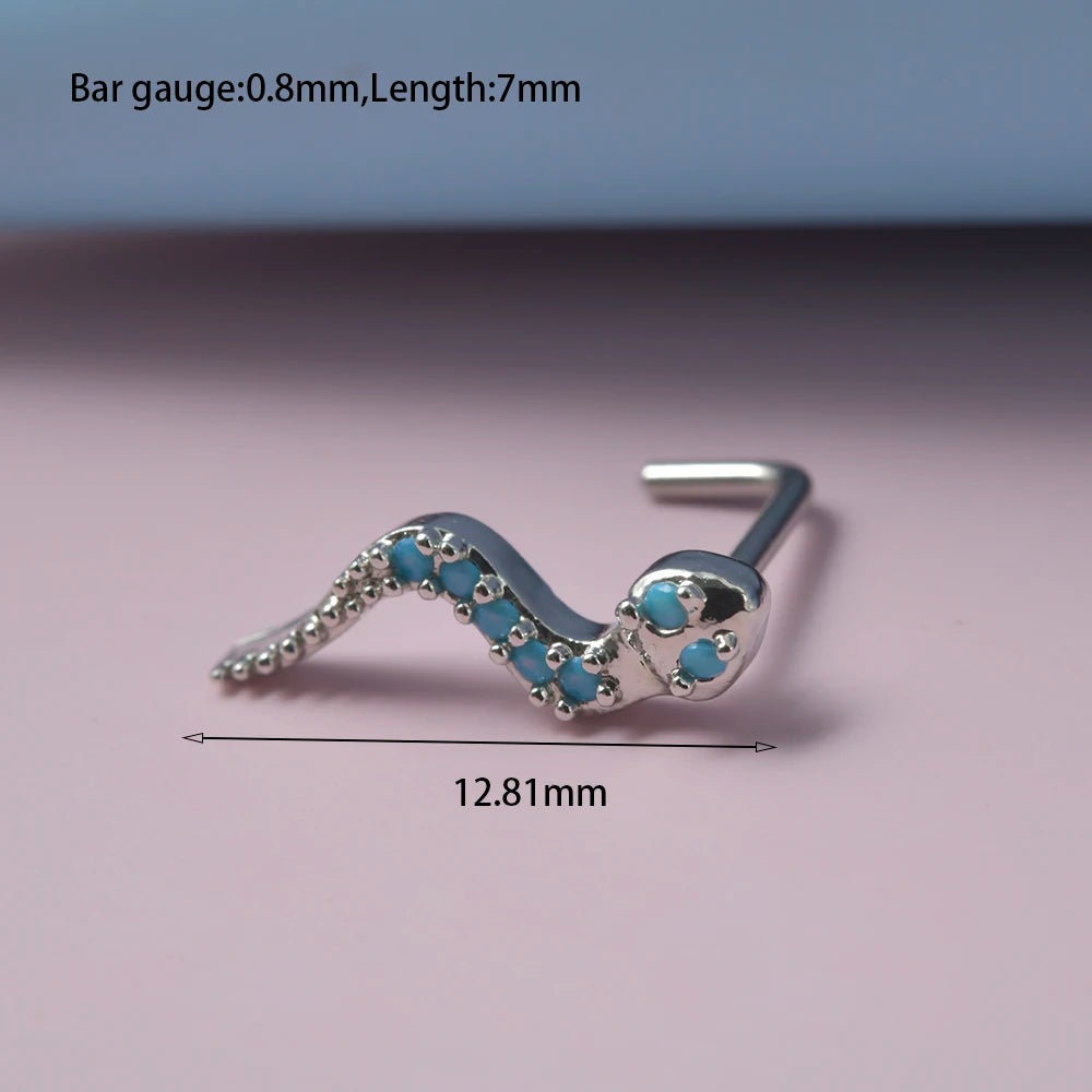Lunivop 1PC Turquoise Nose Bone Ring Marquise Gem Sunflower L Shape Nose Stud 20g Ear Lobe Piercing Tragus Earrings Piercing Jewelry