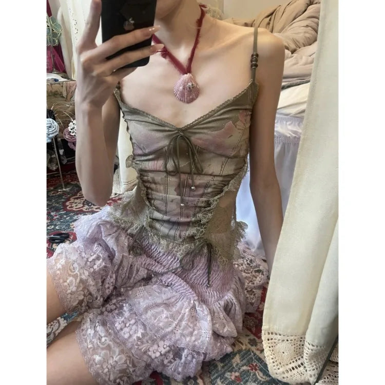 Lunivop  Elegant Heavy Lace Patchwork Tank Top Fashion Print Slim Fit Sexy Crop Top Women 2025 Summer New Sleeveles Amisole Vest