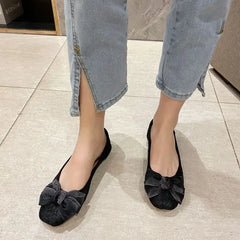 Lunivop  Summer With Bow Square Toe Shoes for Women Vacation Non Slip On Offer Lastest High Quality Fashion Casual Woman Flats Sale