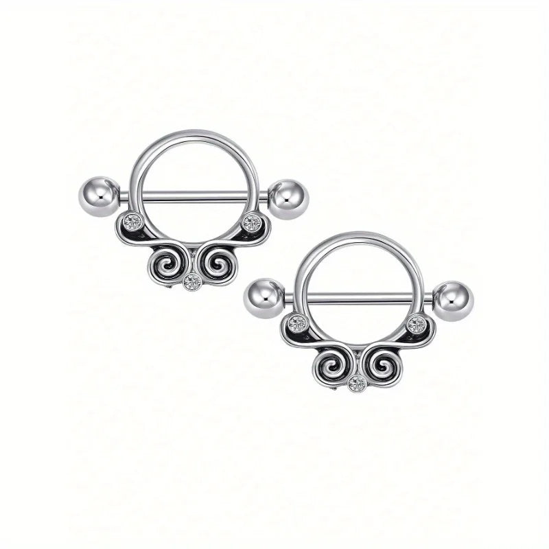 2pcs Halloween Elements Nipple Ring Nipple Piercing Jewellery Skeleton Hand Spider Heart Bat Wings Tight Spell Teeth Octopus