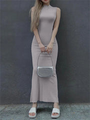 Lunivop  Solid For Women Sleeveless Maxi Dress Slim Off-Shoulder Elegant High Street Bodycon Dress Party Gown Summer Maxi Dress