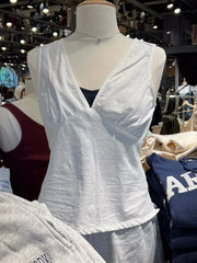 Lunivop  Simple Sexy Deep V-neck Tank Tops Women Summer New Cotton Soft White Lace-up Slim Sleeveless Tees Vintage Streetwear Sweet Vests