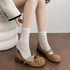 Lunivop  Retro Round Head Head Mary Jane Shoes Women's Spring Design Thick Heel Shoes New Female Butterfly Knot Buckle Party Pumps