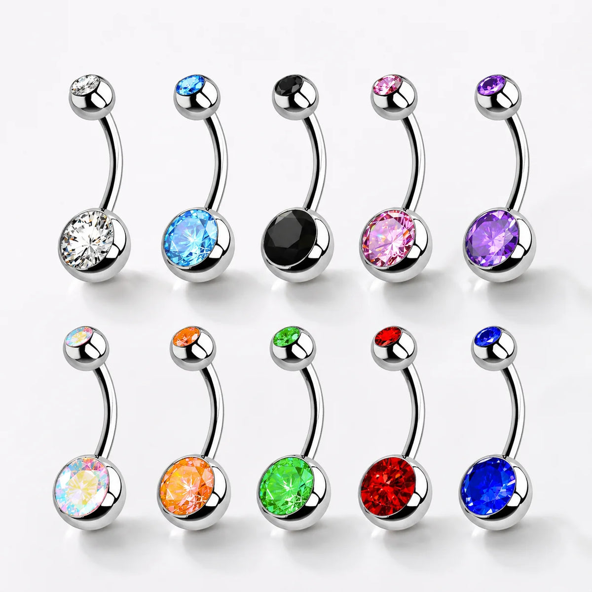 Lunivop  1PC Crystal Gem Curved Barbell Rings Belly Button Navel Rings Piercings Nombril Ombligo Piercing Charming Jewelry