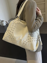 Lunivop   Faionable Nylon Rivet Underarm Tote Bag Women's Large oulder Bag Commuter Bag Sli Autumn Trend Youth Pure Color Bag