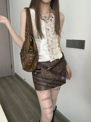 Lunivop  Heavy Vintage Patchwork All-match Vest for Women Summer New Slim Waist Tank Top Y2k Fashion Street Sleeveless Tops Mujer