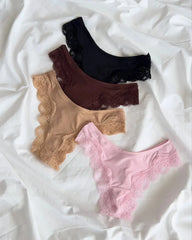 Lunivop  Pink Lace Bra Set Woman Adjusted-strap Seamless Bras+Low Waist Panties Female Casual Simple Solid High Elasticity Lingerie Sets