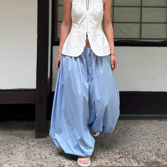 Lunivop  Retro Ladies Solid Color Trend Casual Middle Waisted Loose Fit Pleated Cotton Fluffy Lantern Pants Street Style New Bottoms