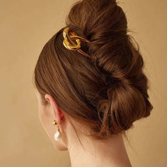 Lunivop  Stainless Steel Gold Color Knot Hair Stick For Women Fashion Metal U-Shaped Glossy Hairpin Hair Jewelry Accessories Gift