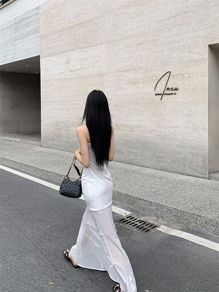 Lunivop  Sleeveless Dresses Women Bow Patchwork O Neck Vintage Mesh Summer Fashion Elegant Dress Party Female Casual Chic