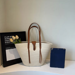 Lunivop  Straw Bag Women's Seaside Vacation Woven Beach Bag Summer New Style with Skirt Tote Bag Shoulder Bucket Bag Travel Handmade