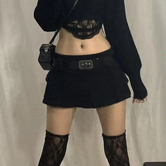 Lunivop  Vintage Denim Skirt Women's Skirt Mini skirts Low Rise Black Pocket A-Line Cute Sexy Skirt Harajuku Have Leggings saia jeans