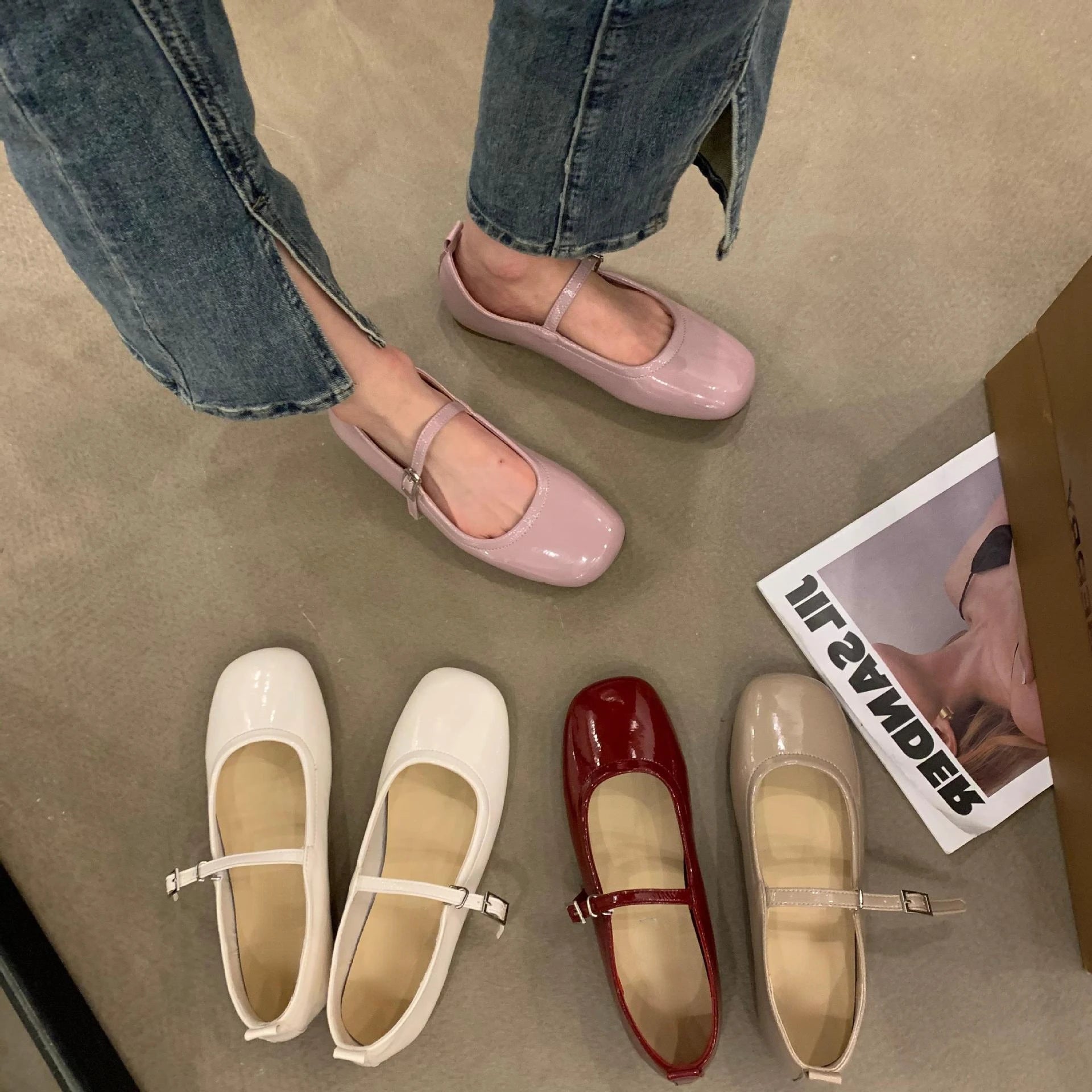 Lunivop Spring Summer Mary Jane Shoes Women Soft Sole Casual Outdoor Dress Ballet Shoe Round Toe Shallow Flats Zapatos De Mujer