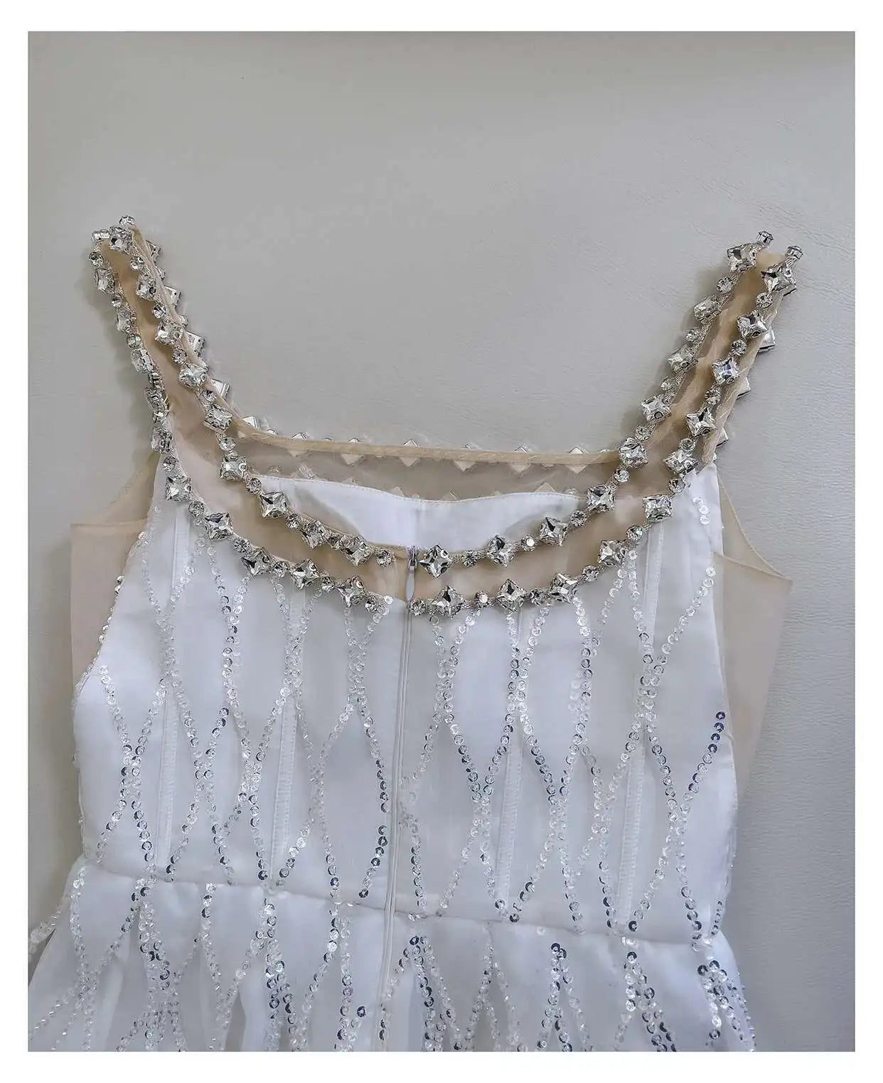 Lunivop Sequin Mesh Hollow Strapless Dresses For Women Slash Collar High Waist High Waist Elegant Dress Female Spring 2025