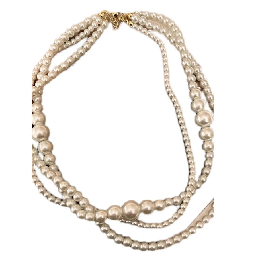 Lunivop New Trendy Vintage Pearl Multi Layered Pearl Bead Necklace for Women Sweet Elegant Party Jewelry Wedding Gifts