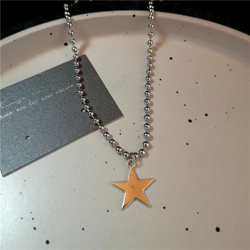 Lunivop Punk Stainless Steel Irregular Hollow Star Pendant Necklace For Women Men Unisex Hip Hop Y2K Trend Vintage Jewelry Accessories