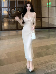 Lunivop  Woman Dress Sleeveless Lace Patchwork Slim Backless Sweet Elegant Temperament Party Dresses Sexy Ladies Fashion