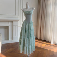 Lunivop  New Item Fashion Women Party Long Dress Lace Patchwork Strapless Collarsilk Ribbon Female Suspender Dresses