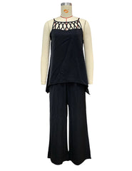 Lunivop  Women Sleeveless Shirt Pants Suit Summer O-Neck Hole Tank Top+Wide Leg Trousers Summer Casual Loose Two Piece Set