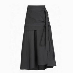 Lunivop Preppy Style Gray Long Skirts Women Japanese Style Harajuku Midi Skirt Vintage Asymmetrical Casual Aesthetic Skirts