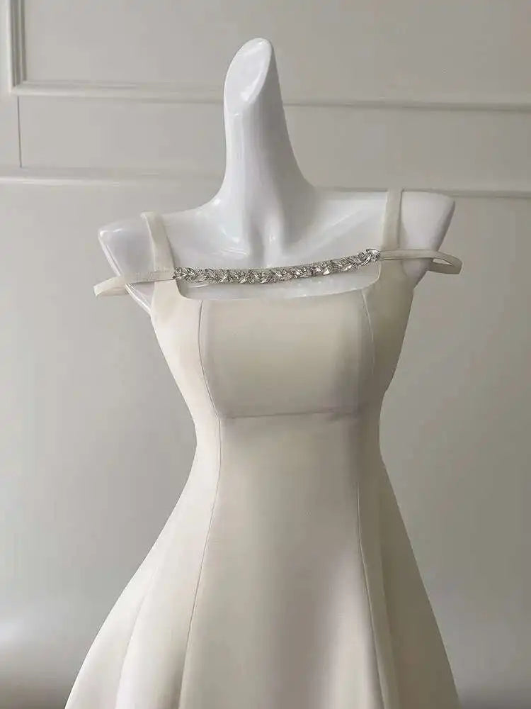 Lunivop Solid Minimalist Long Dresses For Women Slash Collar High Waist Sleeveless Elegant Dress Female Summer 2025 New