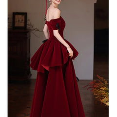 Lunivop  Winter Fashion Velvet Wedding Party Dress Sweet Elegant Slash Neck Bow Appliques Pleated Gown Slim Waist Vestidos