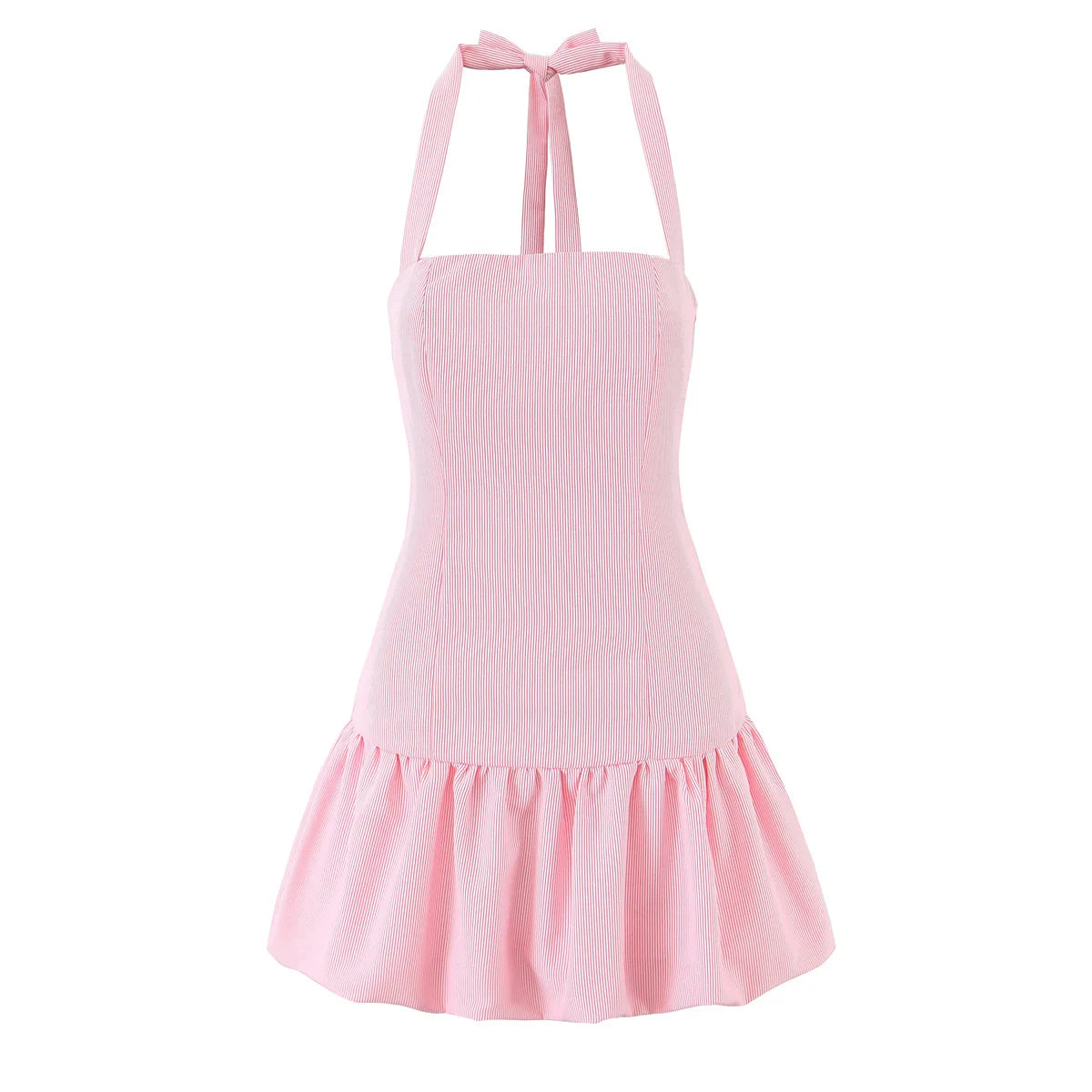 Lunivop  Beautiful Girl Striped Halter Dress Sexy Backless Low Waist A-line Mini Summer Dresses Party Women Robe