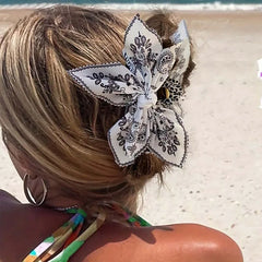 Lunivop  Vintage Cashew Pattern Bow Hair Claw For Women Elegant Shark Clip Fashion Ponytail Clip Hair Clamp Hair Accessories