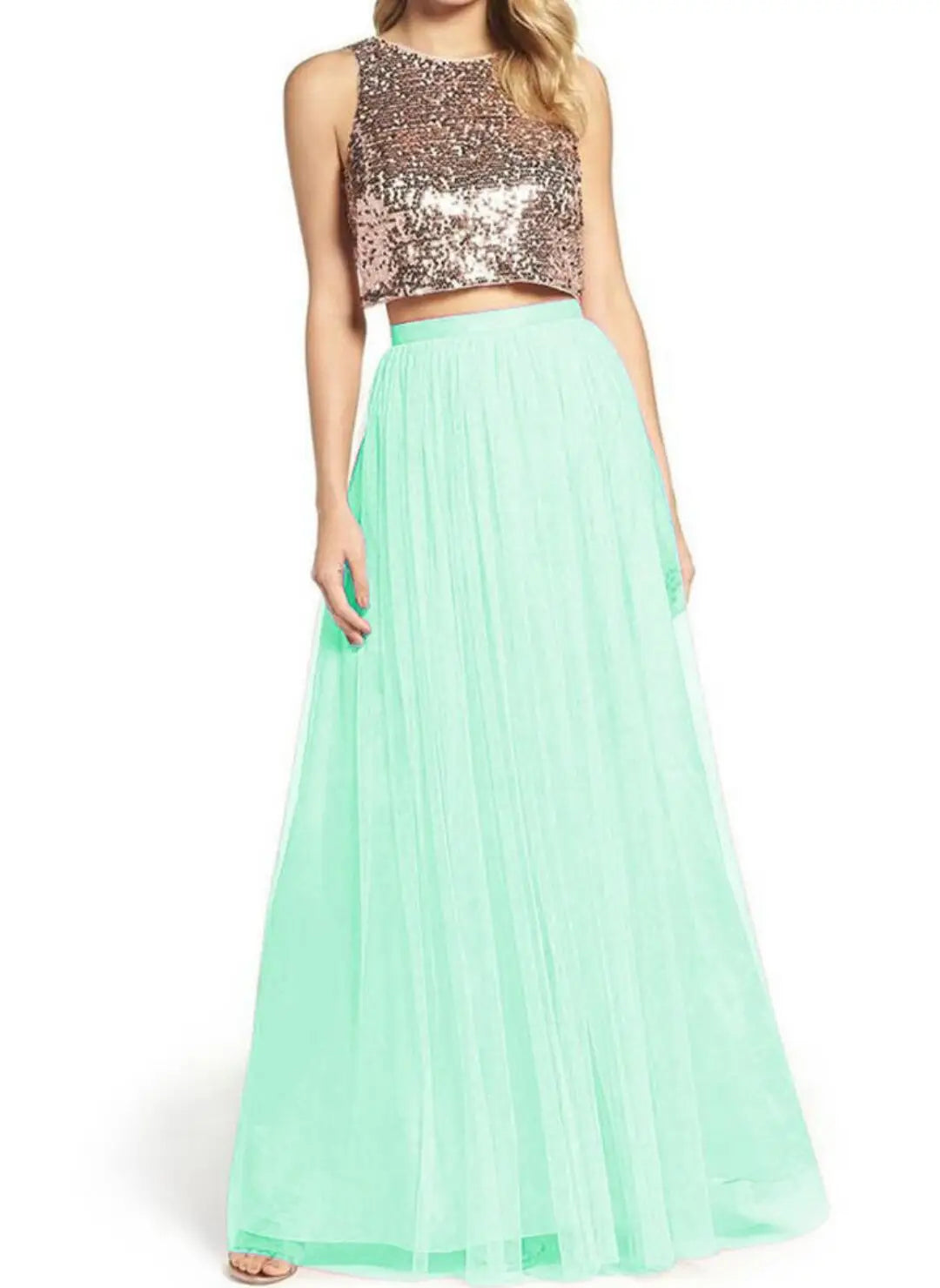 Lunivop  Elegant Mesh Long Tulle Skirts Elastic Band Multi Layers Floor Length Bridesmaid Maxi Long Skirt Solid Color