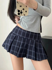 Lunivop  Y2K Sexy Mini Plaid Skirt Women High Waist Vintage Casual A Line Skirts American Preppy Style Retro Female Slim Skirt New