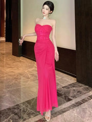 Lunivop  Dresses Women Sexy Lace Patchwork Strapless Slim Ruched Backless Temperament Cocktail Dress Party Female Fashion
