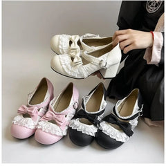 Lunivop  Sweet Design Girl Thick Heel Women JK Mary Jane Shoes Butterfly-knot Chunky Lolita Shoes Spring Women Elegant Party Dress Pumps