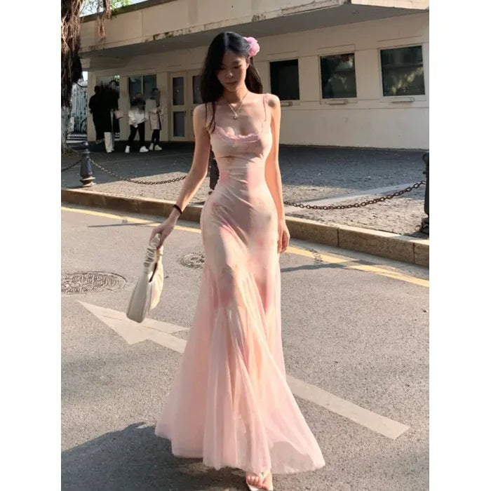 Lunivop  Rendering Floral Dress Women's Summer Super Fairy Gauze Skirt Sexy Hip-hugging Waist Slim Fishtail