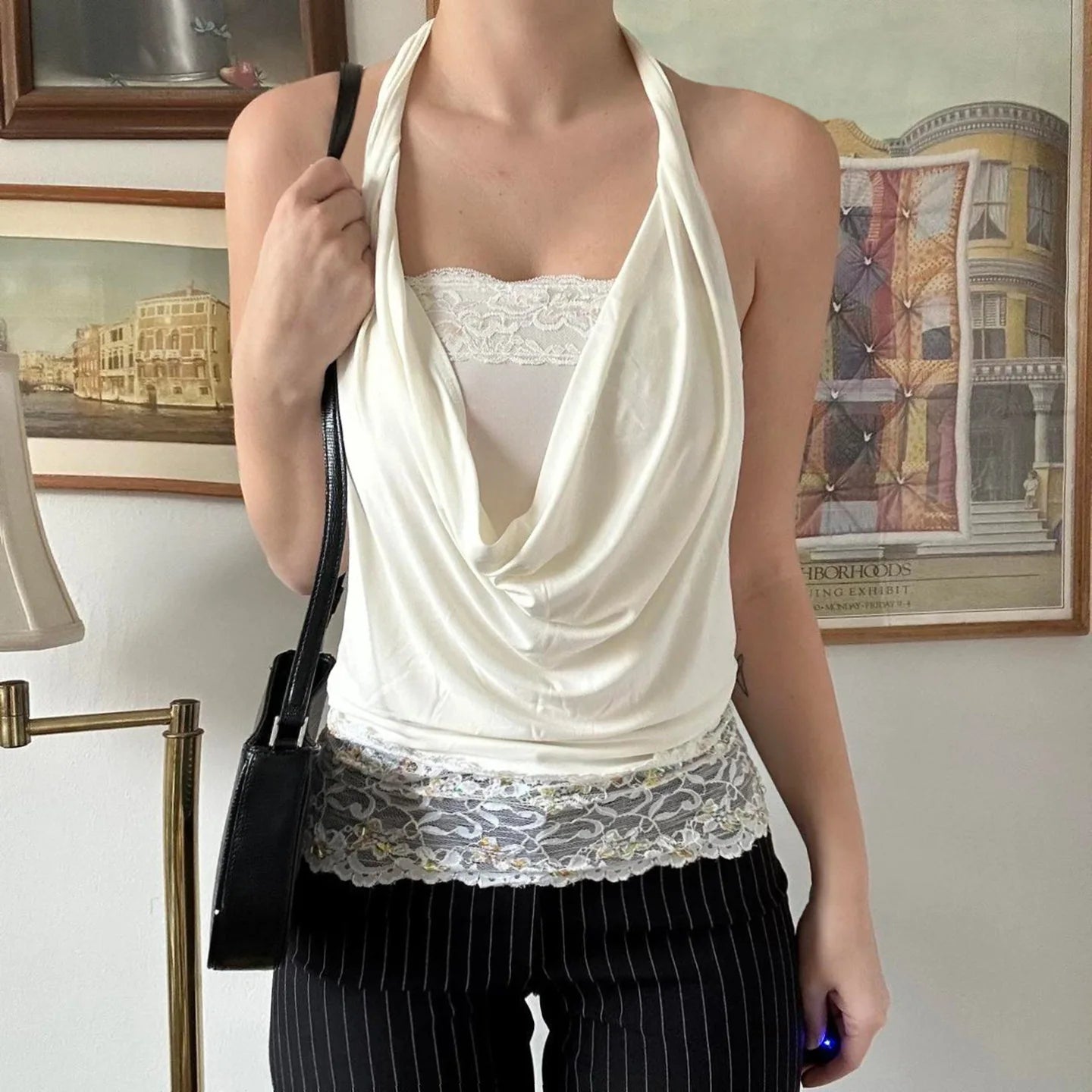 Lunivop Swinging Neck Casual Fashion Tank Top Boho Chic Summer White Sleeveless Crop Top Vacation Style Outfits Lady Vest