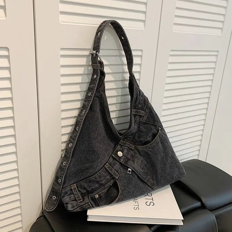 Lunivop  Spicy Girl Denim Cloth Tote Bag for Women New Large Capacity Fashionable Design Ins Versatile Shoulder Bags