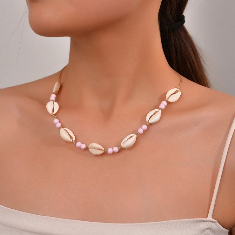 Lunivop New Fashion Boho Shell Solid Color Bead Necklace for Women Niche Design Elegant Beach Party Jewelry Gifts