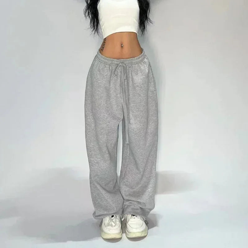 Lunivop Casual Gray Sweatpants Women Wide Leg Black Joggers Classic Baggy Streetwear Oversized Sports Female Trousers All-match