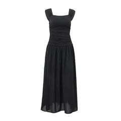 Lunivop  WhereMery Elegant Slip Long Dresses Sexy Women Ruched Bodycon Solid Maxi Dress Spring Y2K Summer Temperament High-waist Vestidos