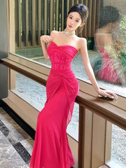 Lunivop  Dresses Women Sexy Lace Patchwork Strapless Slim Ruched Backless Temperament Cocktail Dress Party Female Fashion