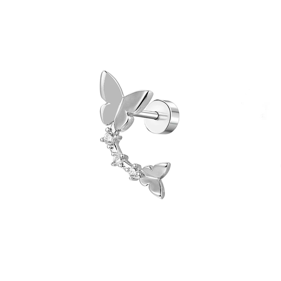 Lunivop New Fashion Simple Heart Butterfly Star Earrings for Women Exquisite Stainless Steel Studs Sweet Niche Design Party Jewelry