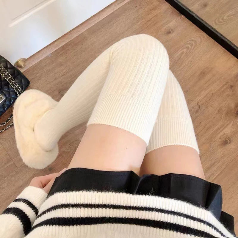 Lunivop Stockings Winter Solid Color Thigh High Medias Over The Knee Cute Lolita Socks Woman Thick Warm Stockings Long Leg