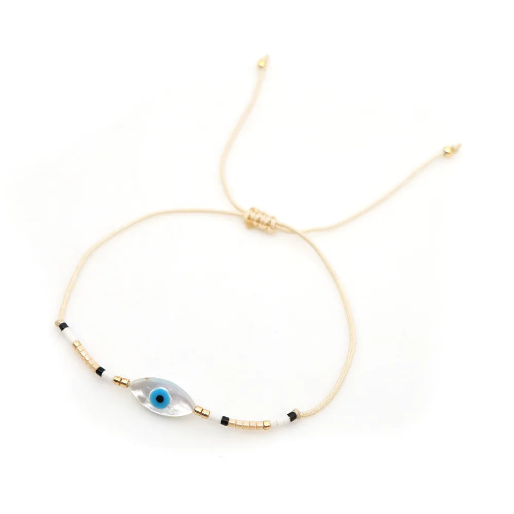Lunivop Bohemia Lucky Evil Eye Shell Beaded Weaving Bracelet for Women Stacked Bead Bracelet Summer Beach Party Jewelry Gift