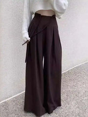 Lunivop Vintage Women Wide Leg Pants Shirring Lace-up Loose Versatile 2025 New Autumn Female High Waist Fashion Trousers 17G7456