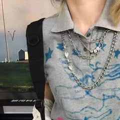 Lunivop  Women T Shirts Vintage Turn Down Collar Graffiti Printed Slim Y2k Crop Tops Summer Fashion Gothic Female Casual Tshirt