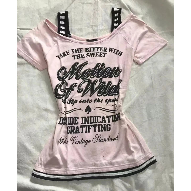 Lunivop  Women Grunge T-shirts Summer Bottoming Crop Tops Vintage Slim Harajuku Causal Black Tshirts Y2k Aesthetic Flower Printing