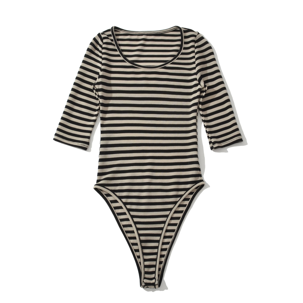 Lunivop  Summer O neck Black Beige Horizontal Stripes Half Sleeve Bodysuit Woman Tight Short Jumpsuit Slim fit Rompers Playsuits