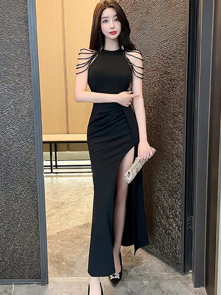 Lunivop  Summer Red Elegant Luxury International Dress Fashion Bodycon Slit Long Dress for Wedding Women  Korean Vintage Party Dress