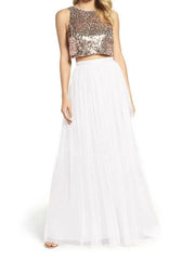 Lunivop  Elegant Mesh Long Tulle Skirts Elastic Band Multi Layers Floor Length Bridesmaid Maxi Long Skirt Solid Color