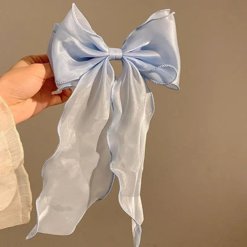 Lunivop  White Organza Bow Fluttering Ribbon Hair Clips Women French Fresh Premium Feeling Headdress Large Hair Cards Girl Hair Accessori