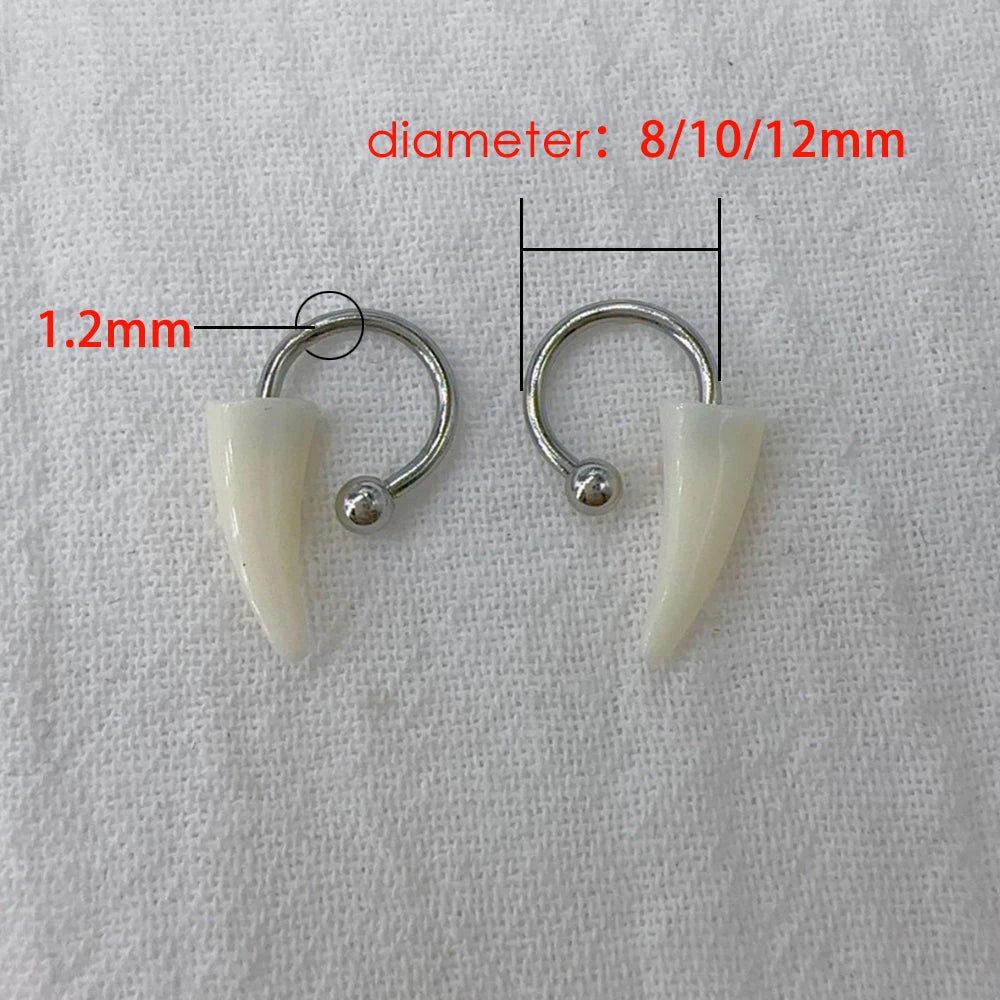 Lunivop 1pc Resin Tusk Labret Piercing Lip Ring For Women Men Gothic Punk Stainless Steel Detachable S Shape Body Jewelry Halloween Gift